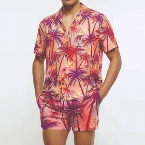 Chemise hawaïenne décontractée pour homme, style vintage, à fleurs, manches courtes, boutonnée - Product Image 1