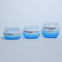 Pot de crème pour le visage en verre bleu dégradé mat avec logo personnalisé, 30/50/100g, rechargeable, haute qualité, certifié CE, marque de soins de la peau indépendante