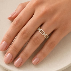 Round Lab Grown Diamond 10K 14K 18K Solid Gold IGI Certified Link Band <b>Ring</b> Engagement Bridal <b>Fine</b> <b>Ring</b> DEF Color VS VVS Clarity - Product Image 4