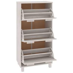 Armoire à chaussures en bois de pin massif blanc avec organisateur en plastique moyen pour boîtes à chaussures - Product Image 4