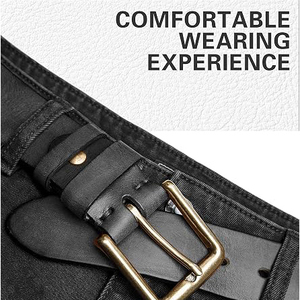 Cinturón de Cuero Vacuno Reversible de Doble Cara Negro Marrón con Hebilla de Aleación Duradera de 2.8cm Casual Versátil - Product Image 4