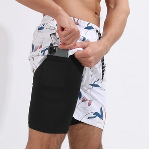 Men's 2026 Summer Sporty <b>Mid</b> Waist Casual Double-<b>Layer</b> Canvas Gym Shorts Solid Quick Dry Eco-Friendly Beach Custom Design Pocket - Product Image 2