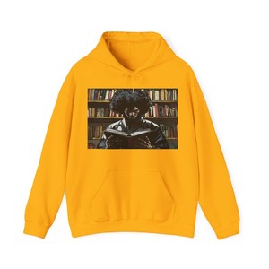 Sweat-shirt à capuche beige pour homme avec imprimé graphique de lecteur sur étagère, en coton French Terry, style décontracté automne, coupe classique - Product Image 3