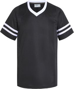 V-Neck Short Sleeve Sport Jersey with <b>White</b> <b>Stripes</b> Quick Dry Polyester Casual Shirt Summer Wear ODM - Product Image 1