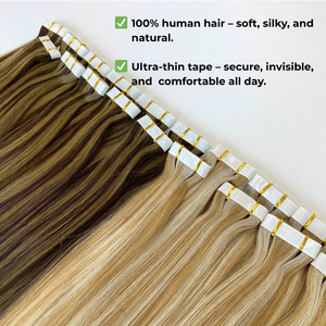 Extensión de cabello de cinta sin costuras virgen Remy humana 100% 18-24 pulgadas cinta dibujada doble en extensiones de cabello humano - Product Image 4