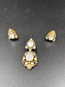 Vintage Gold Plated Crystal Jewelry <b>Set</b> Flower Design Earring and <b>Ring</b> <b>for</b> <b>Women</b> <b>Wedding</b> Style Pear Cut Rhinestone Alloy Jewelry - Product Image 2