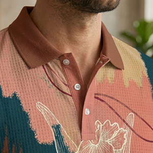 Mens Abstract Floral Polo Shirt <b>Oil</b> <b>Painting</b> Printed Short Sleeve Golf Collar Casual Top Manufacturer - Product Image 6