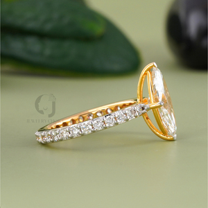 Anillo de Compromiso Rudakiya Brothers de Oro Amarillo de 14K con Diamante Cultivado en Laboratorio de Corte Marquesa de 2.00 CT Claridad VS1 VVS-VS DEF Certificado por IGI E - Product Image 3