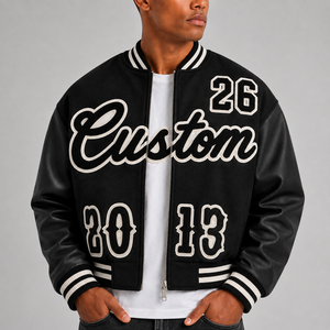Blouson universitaire personnalisé pour homme en tissu de laine avec broderie personnalisée et logo frontal pour les acheteurs d'articles vestimentaires scolaires américains pour l'hiver - Product Image 3