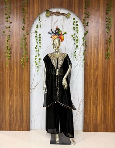 Indian Traditional Star Georgette Sequence & Zari Embroidery Work & Hand Work Coin Lace Western <b>Jacket</b> And Blouse With Palazzo - Product Image 3