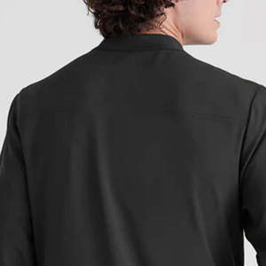 Blouse de travail unisexe noire zippée pour uniforme d'hôpital, tissée, avec détection d'aiguilles, thermocollée sans couture, pour clinique, personnalisable avec logo - Product Image 5