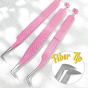 Pinces à cils roses et bleues avec breloque papillon, pointes de précision en acier inoxydable pour faux cils - Product Image 5