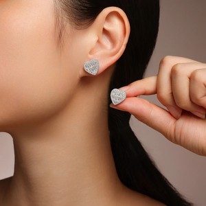 Luxury Heart Shaped 925 <b>Silver</b> Moissanite Diamond <b>Stud</b> Earrings Unisex Rose Gold Plated Trendy Premium Minimalist Fashion Gift - Product Image 4