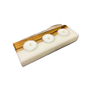 Portavelas de Mármol Negro, Soportes Rectangulares Modernos, Adorno Geométrico de Piedra, Centro de Mesa Artesanal Minimalista - Product Image 1