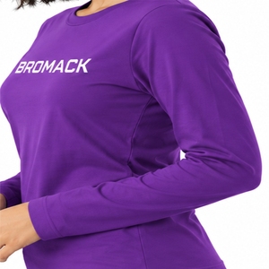 Women T <b>Shirt</b> <b>Purple</b> Long Sleeve Classic Crew Neck Solid Color Design Lifestyle Clothing Custom Design Custom Colors Custom Size - Product Image 6