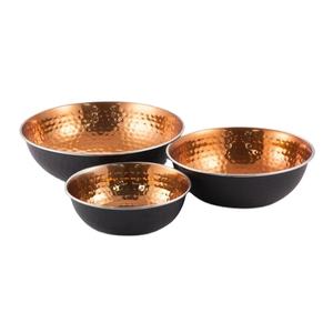 ชามโลหะสีดำตกแต่งลายตอก พร้อมภายในสีทองแดง ของตกแต่งบ้าน จานใส่ขนม ที่เก็บกุญแจ งานฝีมือทำด้วยมือในอินเดีย - Product Image 1