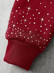 Sweat-shirts pour hommes ornés de strass rouges, coupe oversize, en molleton de coton, style streetwear, service de production de vêtements lourds - Product Image 5