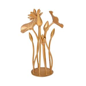 Escultura de Flor Art Deco en Latón Dorado, Hecha a Mano, Decoración de Mesa Contemporánea y Compacta, Estatua Floral de Metal de Lujo para Sala de Estar - Product Image 1