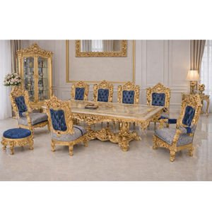 Juego de Comedor Moderno de Madera de Teca Tallada en Oro Premium, Estilo Clásico Maharaja Real Indio, DST EXPORTS - Product Image 1