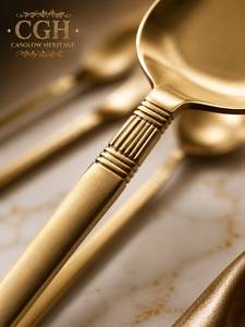 Wholesale Supply Classic Design Brass Kitchen Utensil Set <b>Gold</b> Plated <b>Mirror</b> <b>Long</b> Handle Eco-Friendly Durable Wedding Catering - Product Image 2