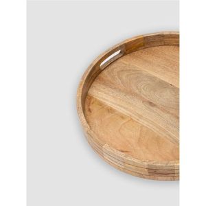Plateau de service rond en bois de manguier écologique |   Plateau ottoman décoratif en bois naturel pour table basse, cuisine et décoration intérieure - Product Image 2