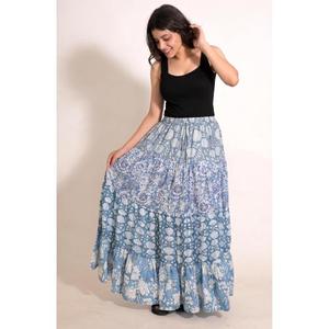Boho Cotton Patchwork Tiered Maxi <b>Skirt</b>, Handmade Indian Festival <b>Skirt</b>, Casual <b>Summer</b> Wear - Product Image 4