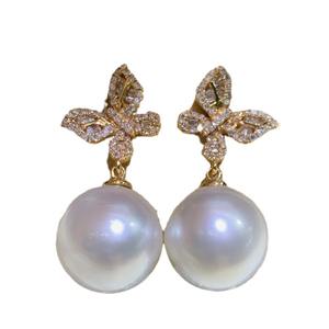 High-End 925 Sterling <b>Silver</b> Dangle <b>Earrings</b> Comparable to Australian 11-12mm White Natural <b>Pearls</b> - Product Image 5