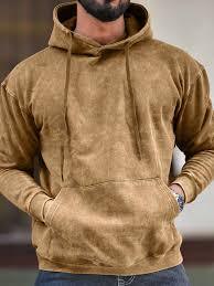 Sudadera con Capucha de Forro Polar Vintage, Corte Regular, Forrada, Ecológica, Transpirable, Ropa Urbana de Invierno, Premium, Gruesa, 100% Algodón, para Hombre - Product Image 2