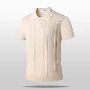 Camisa de Hombre Transpirable con Pliegues, Manga Corta, Cuello de Solapa, Tejido de Punto, Poliéster/Algodón, Uniforme Informal - Product Image 1
