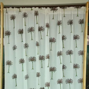Cortina india con estampado a mano, tela de algodón, panel para ventana, estampado tradicional de Jaipur, cortinas para decoración del hogar, sala de estar - Product Image 1