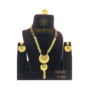 ชุดเครื่องประดับทองเหลืองดีไซน์คลาสสิก น้ำหนัก 5 กรัม สร้อยคอแบบสั้นและยาว สร้อยคอสวยหรู ต่างหู แหวน ชุดคอมโบทันสมัยแบบใหม่ - Product Image 1