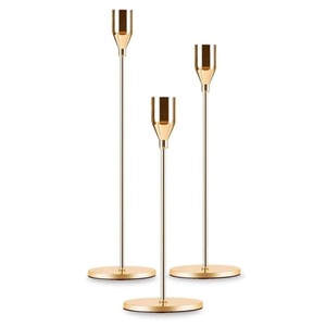 Most Selling <b>Brass</b> <b>Candlestick</b> Holder Set with White Taper Candles for Home Decoration - Product Image 3