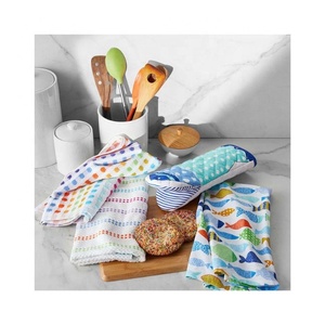 Beige épais et mince rayé brodé lavable spécial cuisine comptoir torchons pour noël fête d'anniversaire vaisselle décor - Product Image 6