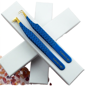 Pinzas para Pestañas TEEJAY de Alto Rendimiento en Color Azul Cielo y Dorado, 90 Grados, con Empaque de Cartón, Envío Gratis - Product Image 5