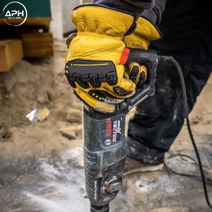 Heavy Duty Work <b>Gloves</b> With Reinforced Back <b>Knuckle</b> Panels Textured Palm Grip Flexible Hand Wear For Industrial Workshop - Product Image 3