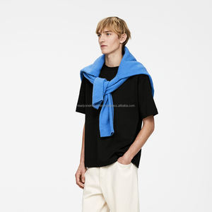 Calidad de lujo Oversize Drop Shoulder O-Neck Hombres Streetwear Camiseta 100% Algodón Impresión digital Patrón sólido - Product Image 4