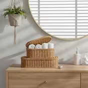 Best Seller For Set 2 Pieces Woven Rattan Oval <b>Basket</b> Natural <b>Wicker</b> <b>Storage</b> Box Handmade Desktop Organizer - Product Image 4