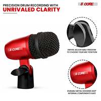 Kit de microphones professionnels 5 en 1 pour congas, caisse claire et toms, à condensateur cardioïde XLR, avec supports à pince et trépieds