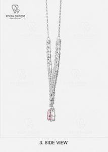 Elegant V shaped diamond <b>necklace</b> premium 18K white gold marquise round lab grown diamonds pear shaped pink pendant timeless lux - Product Image 4