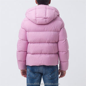 Chaqueta Acolchada Rosa de Alta Calidad con Capucha y Cuello Alto, Cierre de Botones, Resistente al Viento, Abrigo de Invierno, Corte Regular, Estilo Casual, Unisex - Product Image 2