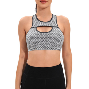 Soutien-gorge de sport 2026 noir à bretelles souples élastiques, respirant, grande taille, séchage rapide, pour le yoga et la gym, avec logo personnalisé sur le devant, maintien élevé - Product Image 1