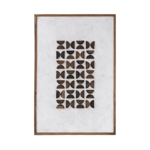 Bloques geométricos de madera, arte de pared, diseño abstracto en marco de madera reciclada, colgante de pared minimalista moderno, arte de madera hecho a mano - Product Image 1