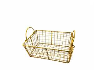 Custom Size Woven Iron <b>Wire</b> Gold Plated Eco-Friendly <b>Storage</b> <b>Basket</b> with Handle Modern Design <b>for</b> Kitchen Counter Home Decor - Product Image 1