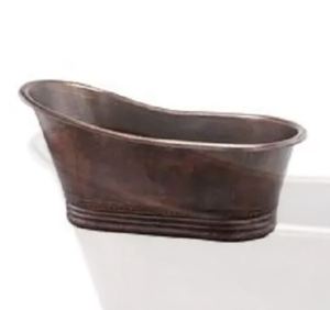 Baignoire en métal artisanale avec finition patine antique pour la maison, le spa, l'hôtel, baignoire autoportante en cuivre ovale - Product Image 3