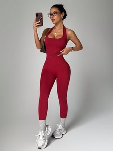 Ensemble de sport sans couture à compression 2 pièces : Crop top sportif à panneau graphique asymétrique et pantalon de yoga élastique amincissant - Product Image 5