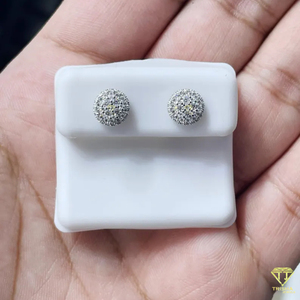 Étincelant plein rond pavé Moissanite cristal boucles d'oreilles pour les femmes luxe boule forme boucles d'oreilles pour les bijoux de mariage de mariée - Product Image 5