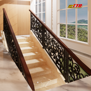 Rampe d'escalier en fer forgé sur mesure, avec des éléments en fer forgé à la main, des balustres décoratifs en fer et un style de main courante intérieure élégant - Product Image 5