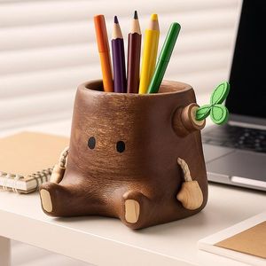 Hermoso Portalápices de Madera para Decoración de Oficina, Organizador de Papelería de Madera con Acabado Artesanal, Soporte Multiusos para Bolígrafos de Madera - Product Image 6