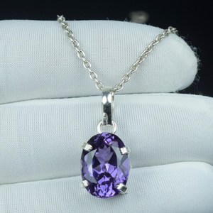 Pendentif ovale en Alexandrite, argent sterling 925 plaqué or, certifié IGI, collier vintage à changement de couleur, style bohème, cadeau pour elle - Product Image 6