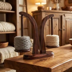 <b>Wooden</b> Double Yarn Holder Magnetic Rotating Yarn <b>Ball</b> Stand Anti Slip Knitting Crochet Rack Desk Organizer - Product Image 3